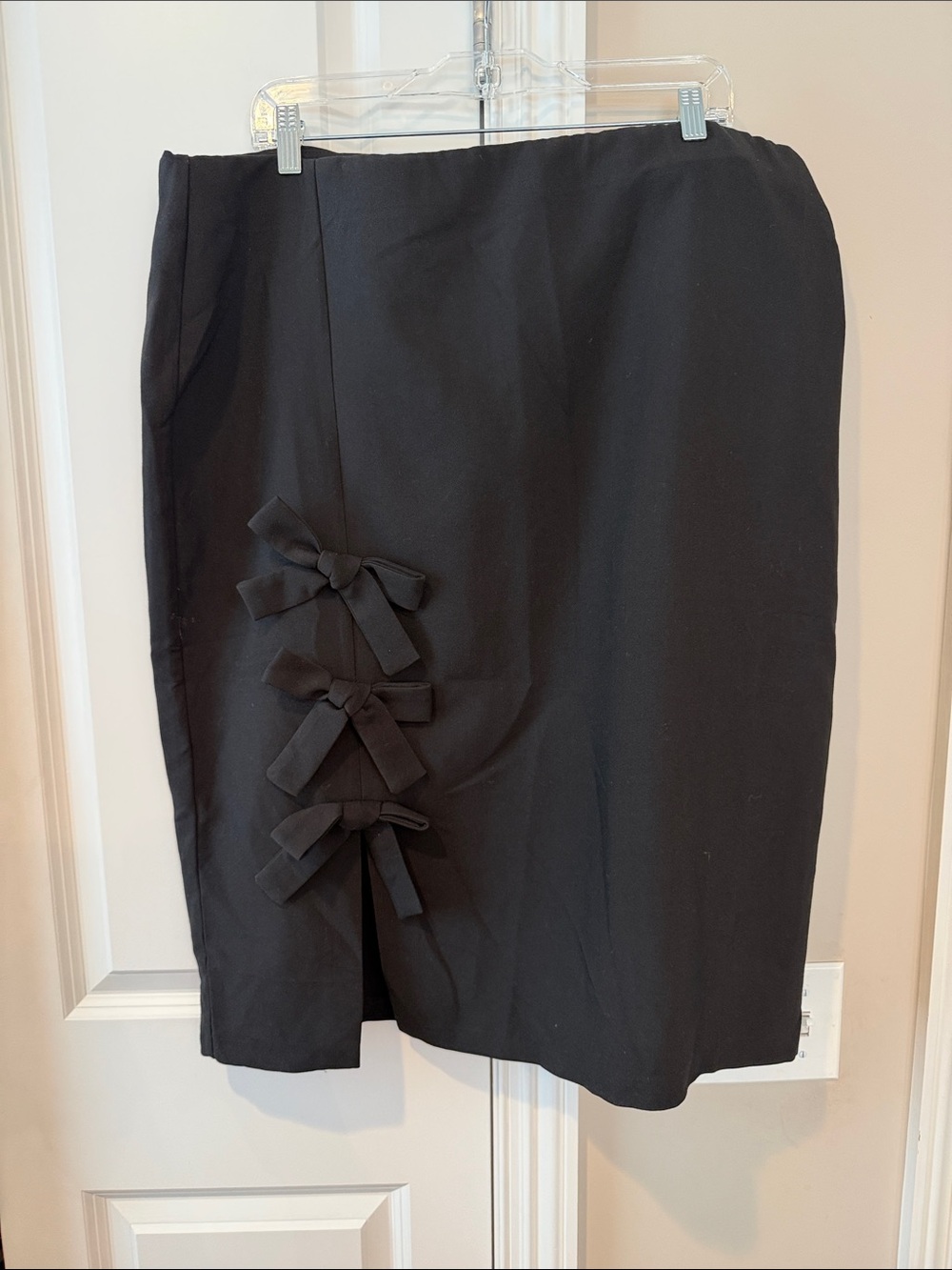 Eloquii Black Pencil Skirt with Side Bow Accents